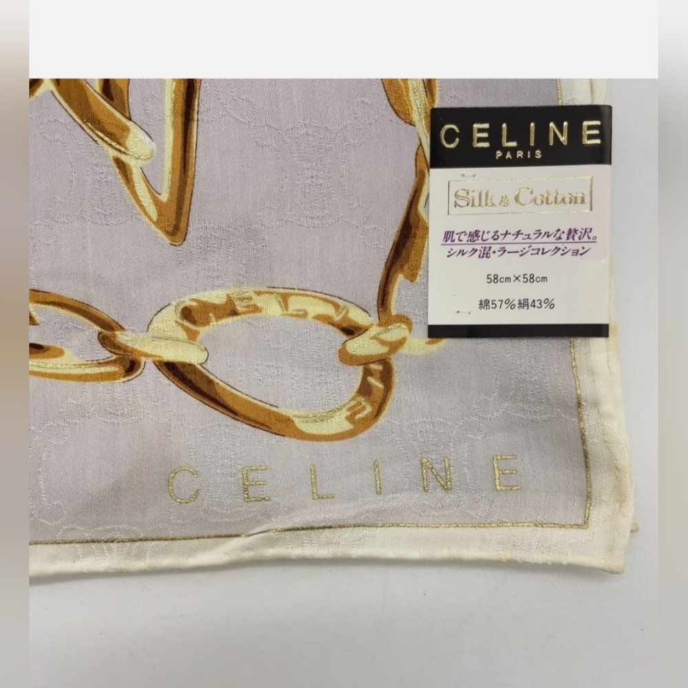NWT Celine Silk Gold Chain Pattern Scarf - Picture 3 of 6
